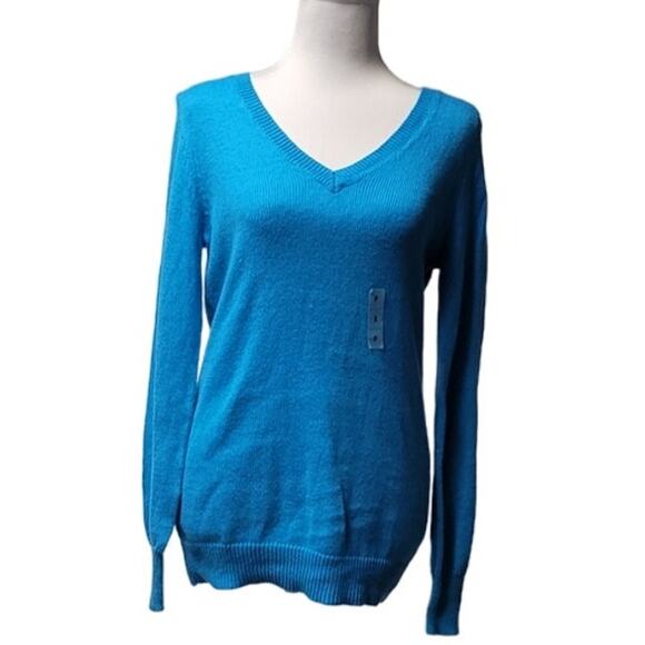 NWT Old Navy V-Neck Sweater Turquoise Fall Winter - S - Picture 1 of 7